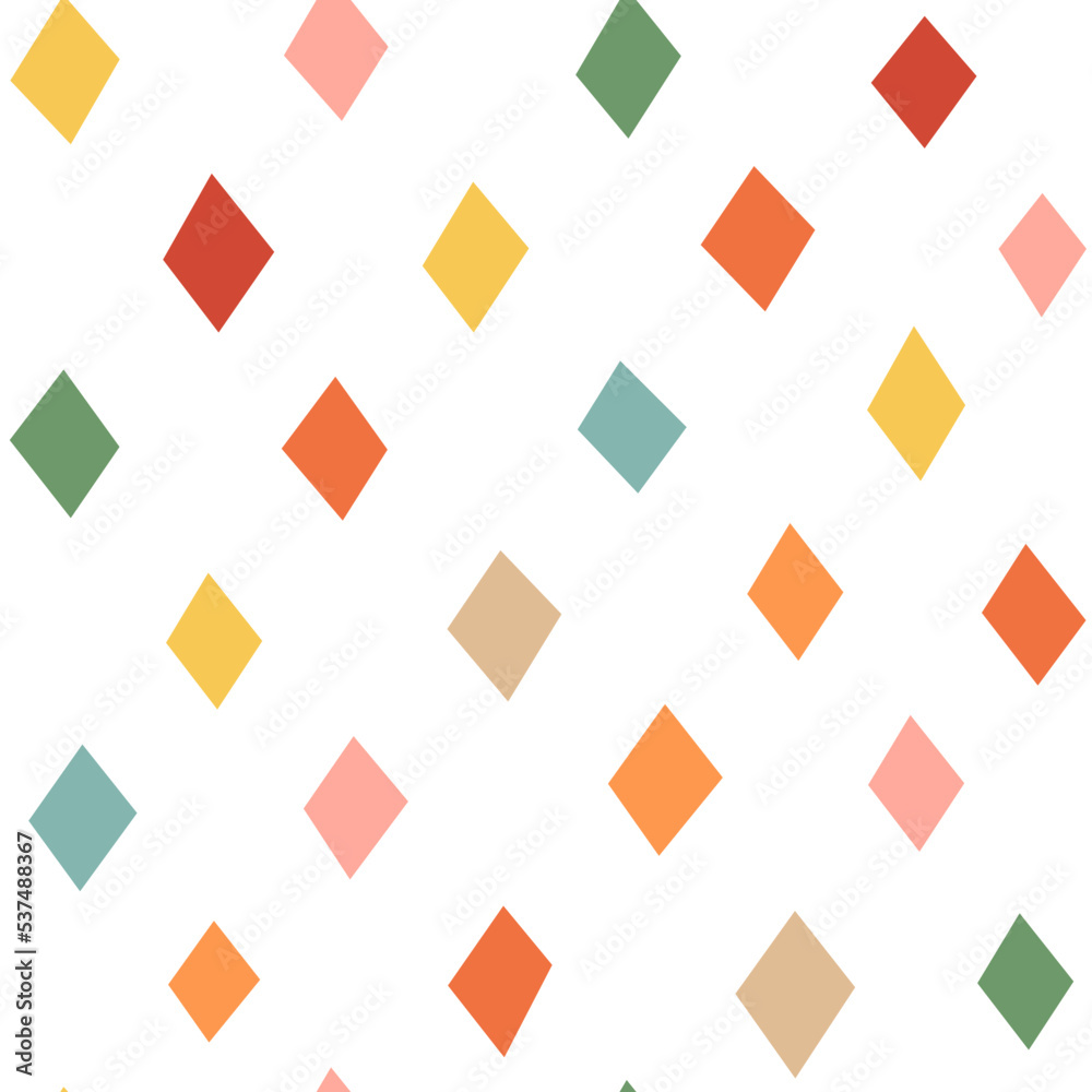 Folk hand-drawn abstract seamless pattern with lozenges. Ethnical vector repeat on isolated background for fabric etc Folk hand-drawn abstract seamless pattern with lozenges. Ethnical vector repeat on isolated background for fabric etc