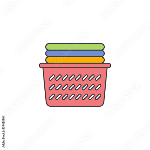 Basket clean cloth icon in color, isolated on white background 