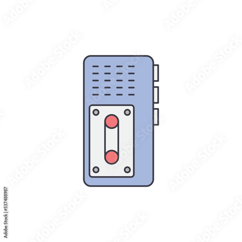 Dictaphone, voice recorder icon in color, isolated on white background 