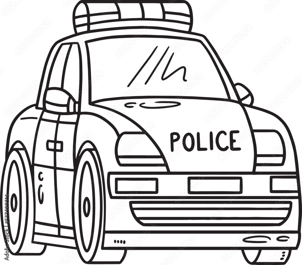 Police Car Isolated Coloring Page for Kids