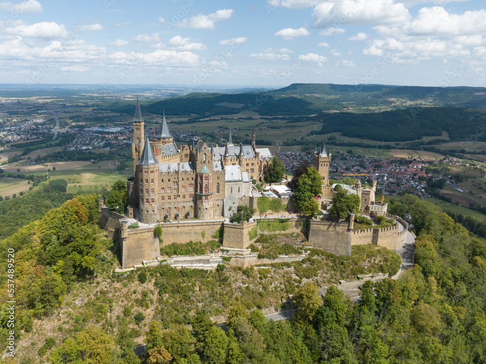 Burg Hohenzollern castle between Hechingen and Bisingen Germany, was the medieval castle of the Hohenzollern family. Stronghold fortress culturale heritage.