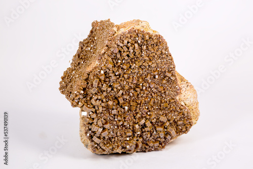 Geological natural minerals Vanadinite. Photo of natural stones. Vanadium