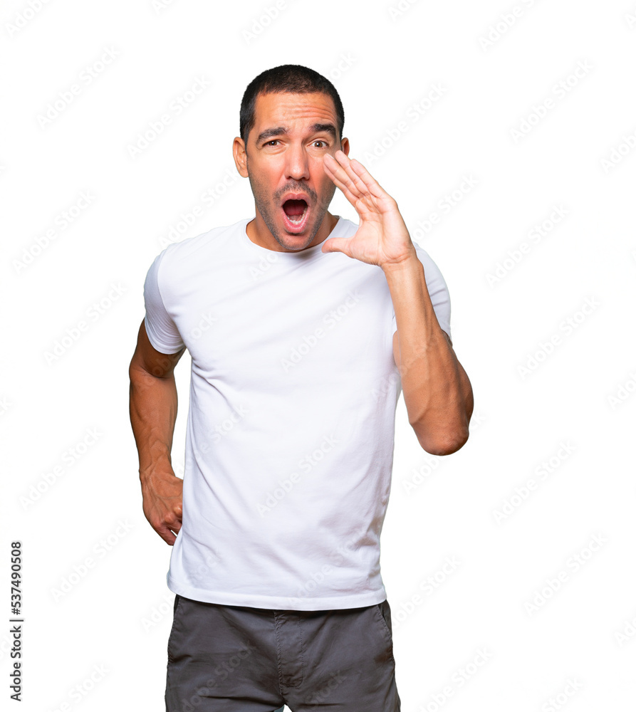 Angry young man trying to say something strongly Angry young man trying to say something strongly
