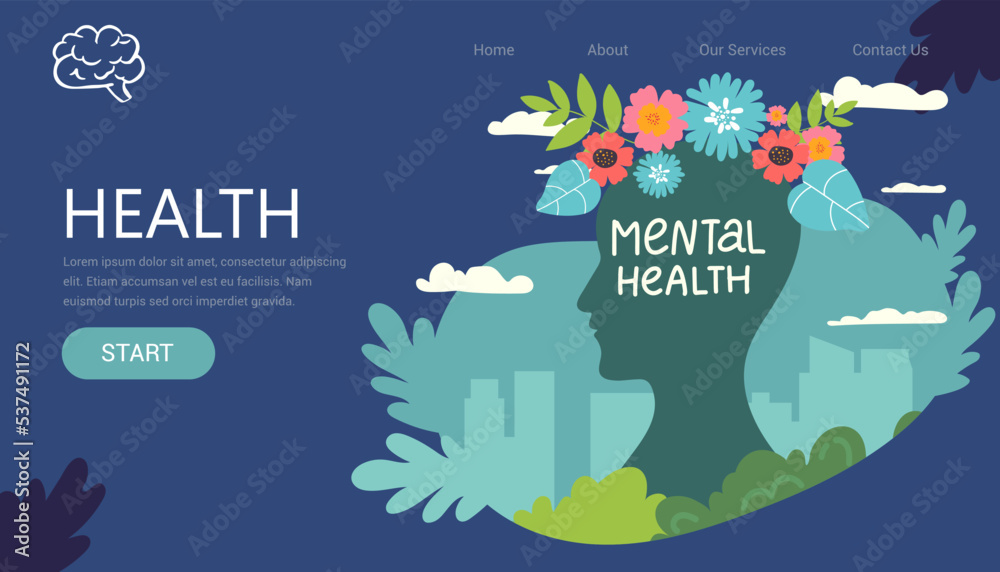 Naklejka premium Mental health medical treatment vector illustration. specialist doctor work to give psychology love therapy for world mental health. for poster, flyer, cover, social media printing or website page.