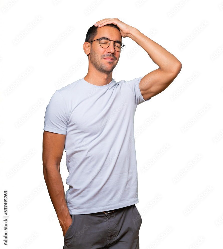 Quiet man making a relaxation gesture Quiet man making a relaxation gesture