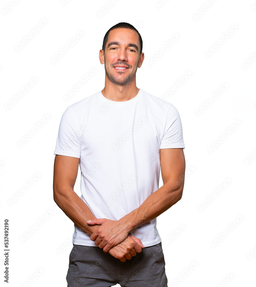 Obraz premium Happy young man posing against background