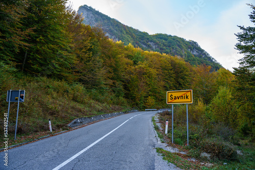 mountain road sign