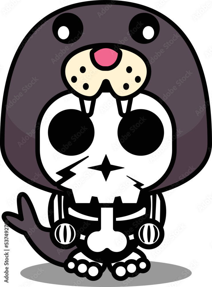 vector illustration of mascot costume cartoon character animal man walrus cute skull