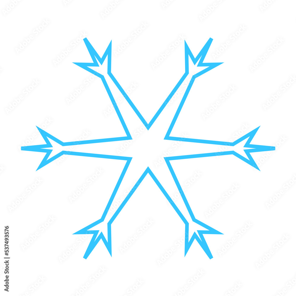 Simple snowflake made of blue lines. Festive decoration for New Year and Christmas, symbol of winter, element for design. Vector illustration