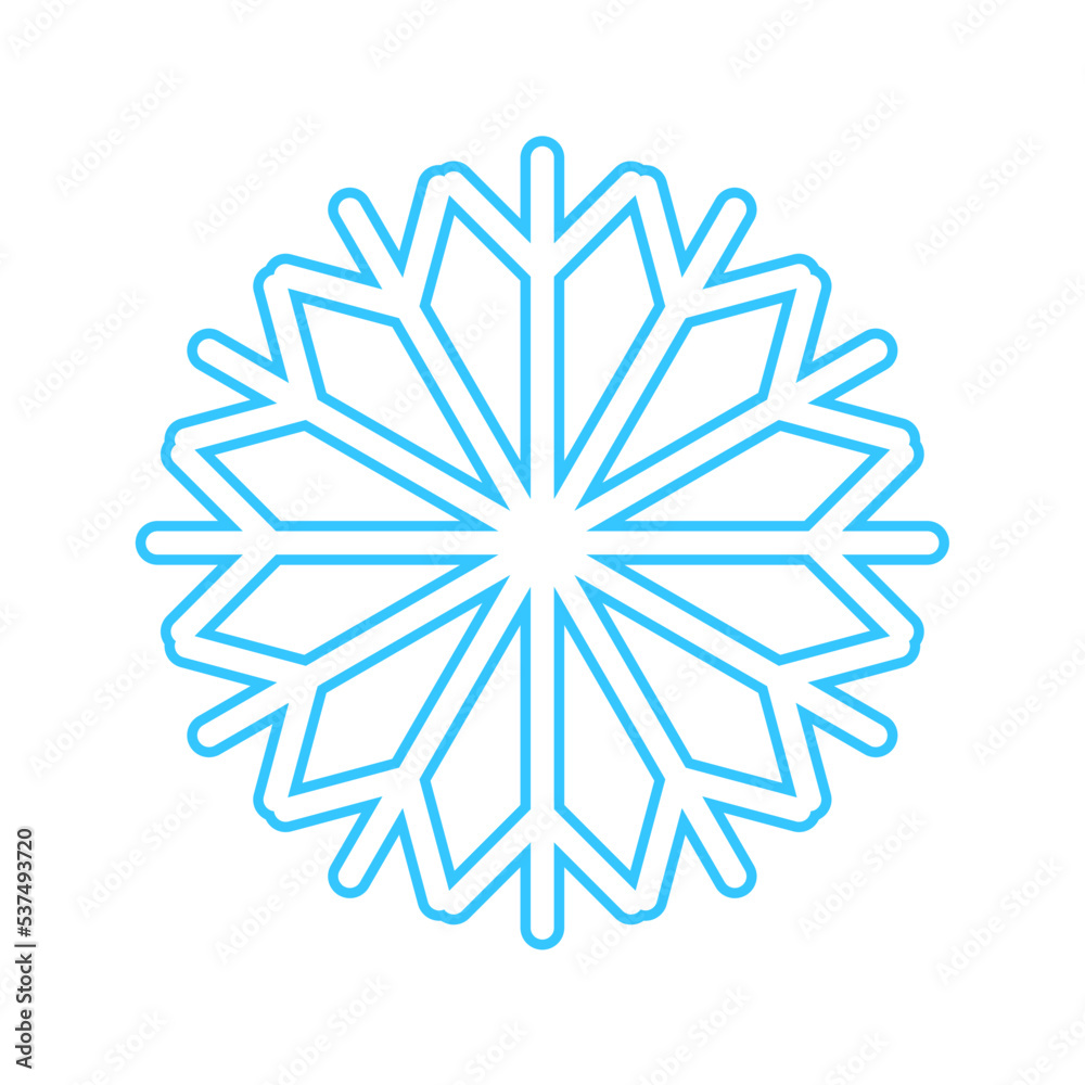 Simple snowflake made of blue lines. Festive decoration for New Year and Christmas, symbol of winter, element for design. Vector illustration Simple snowflake made of blue lines. Festive decoration for New Year and Christmas, symbol of winter, element for design. Vector illustration