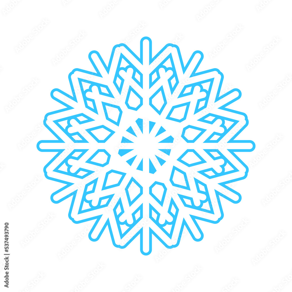 Simple snowflake made of blue lines. Festive decoration for New Year and Christmas, symbol of winter, element for design. Vector illustration Simple snowflake made of blue lines. Festive decoration for New Year and Christmas, symbol of winter, element for design. Vector illustration
