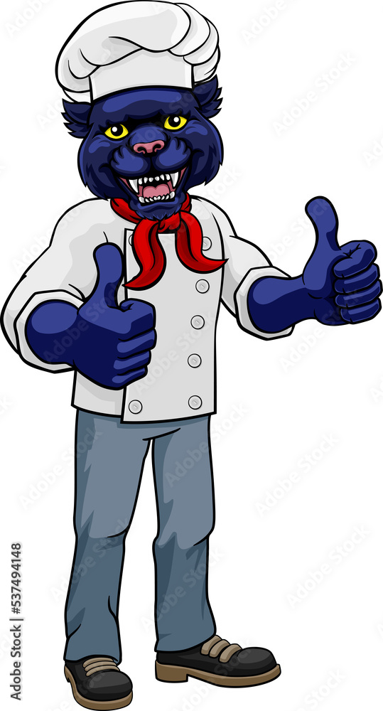 Panther Chef Mascot Cartoon Character Panther Chef Mascot Cartoon Character