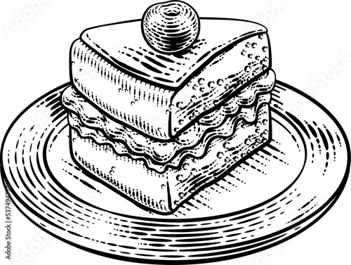 Cake Sponge Slice Jam Cream...