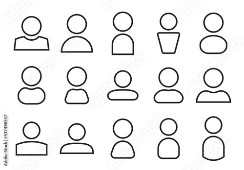 People icon set. Line pictogram of user. Different shapes collection of human person sign 