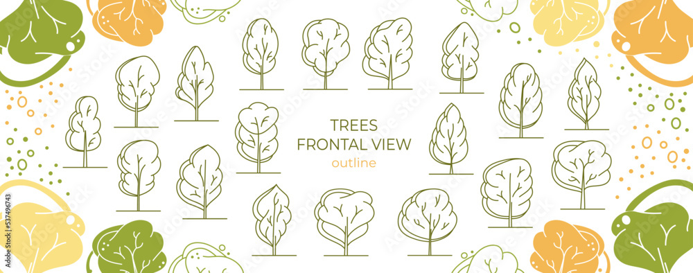 Tree for architectural plans. Entourage design. Various trees, bushes ...