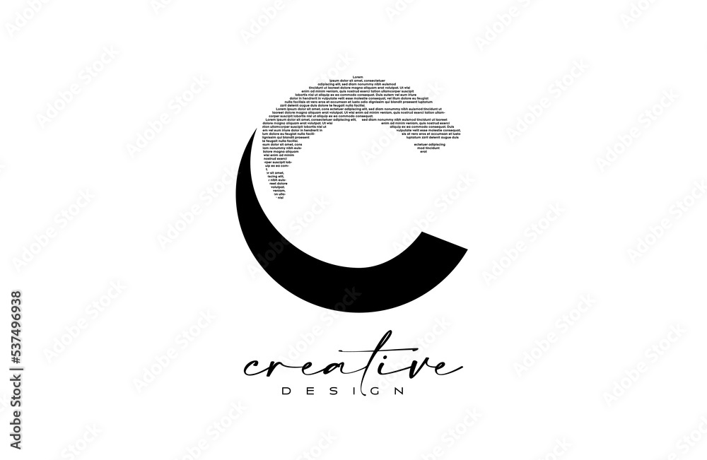 C Letter Logo Design with Creative letter C made of Black text font Texture Vector C Letter Logo Design with Creative letter C made of Black text font Texture Vector