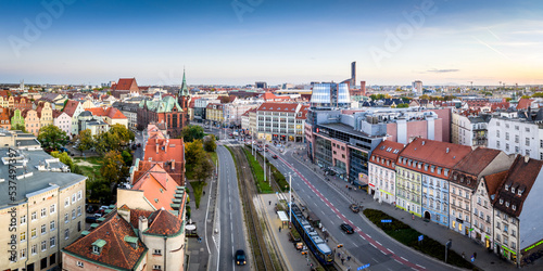 Kazimierza Wielkiego Street in Wroclaw aerial view.