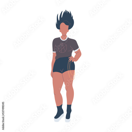 Punk lady character vector illustration.