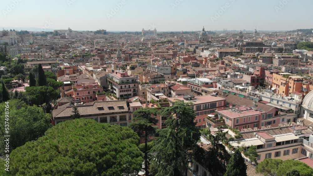 Panoramic view of Rome from Pincio above Piazza del Popolo with cityscape. Italy Panoramic view of Rome from Pincio above Piazza del Popolo with cityscape. Italy