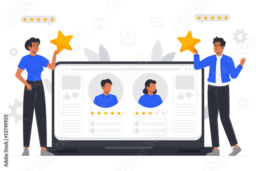 Flat feedback concept vector illustration. Customer experience and business marketing design. Client comment.