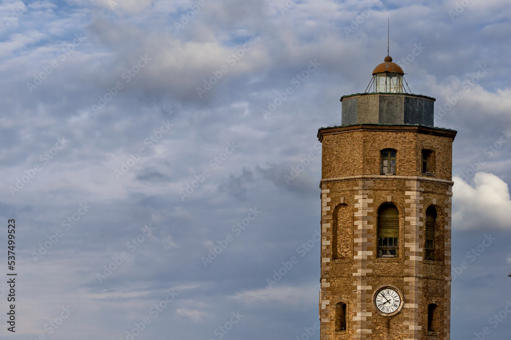 The Tour du Leughenaer is an octagonal tower with a lighthouse lantern in Dunkirk, France