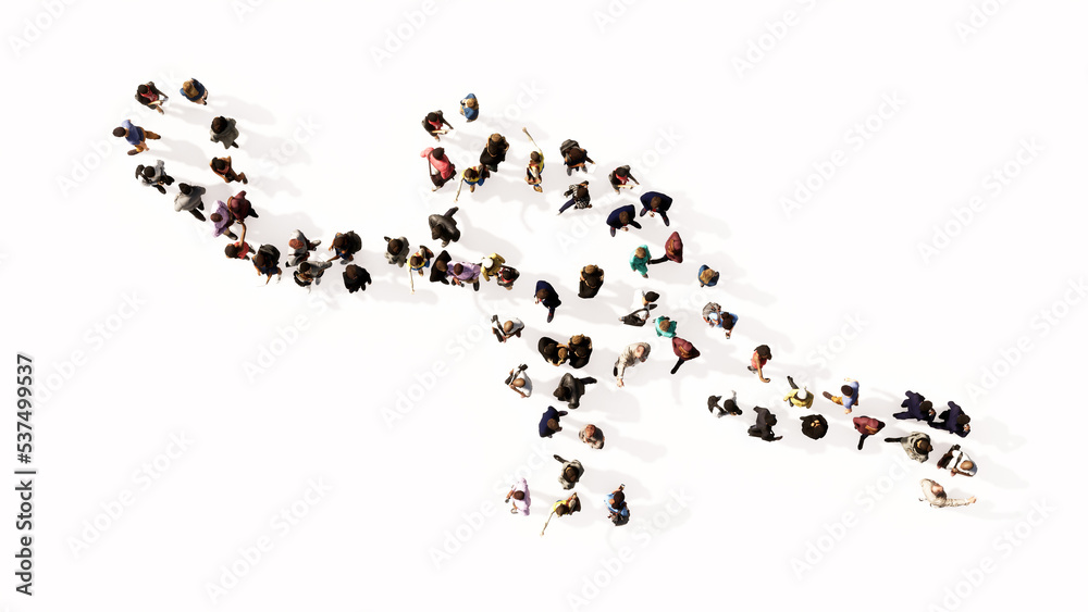 Concept or conceptual large community of people as the image of a tennis player on white background. A 3d illustration metaphor for sport, competition, training, relaxation, family and fun Concept or conceptual large community of people as the image of a tennis player on white background. A 3d illustration metaphor for sport, competition, training, relaxation, family and fun