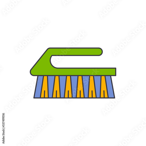 Brush housekeeping icon in color, isolated on white background 