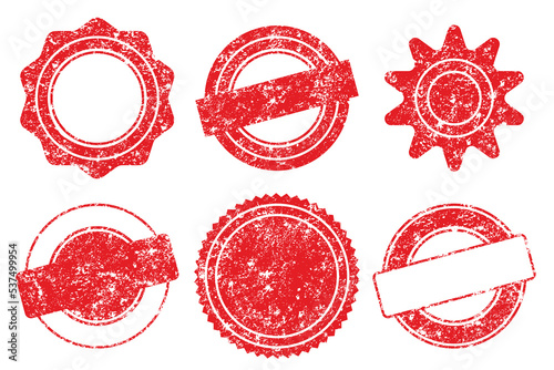 Vector Stamp without text. Set of Stamps. Red Stamps. Grunge Rubber Texture Stamp. Distressed Stamp Texture. Post Stamp Collection. Vector Stamps. Circle Stamps.