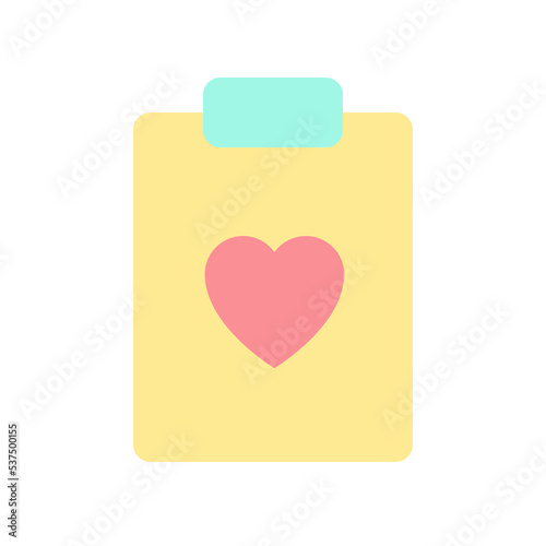 Health record flat color ui icon. Medical history. Heart checkup plan. Healthcare information. Simple filled element for mobile app. Colorful solid pictogram. Vector isolated RGB illustration