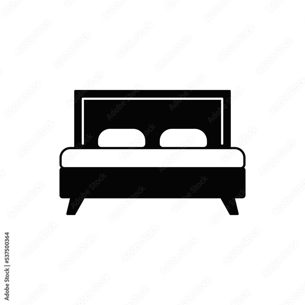 bed icon in black flat glyph, filled style isolated on white background bed icon in black flat glyph, filled style isolated on white background