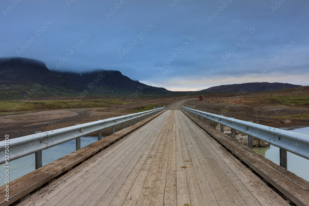 wooden bridge over the river, Iceland