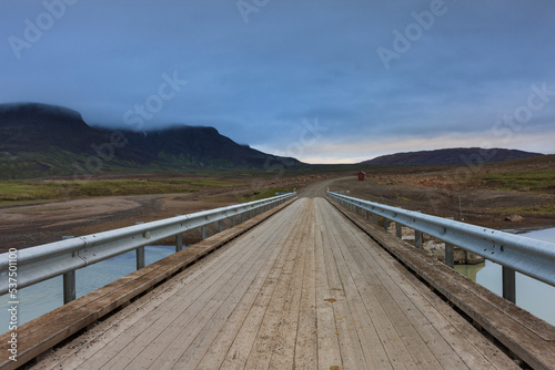 wooden bridge over the river  Iceland