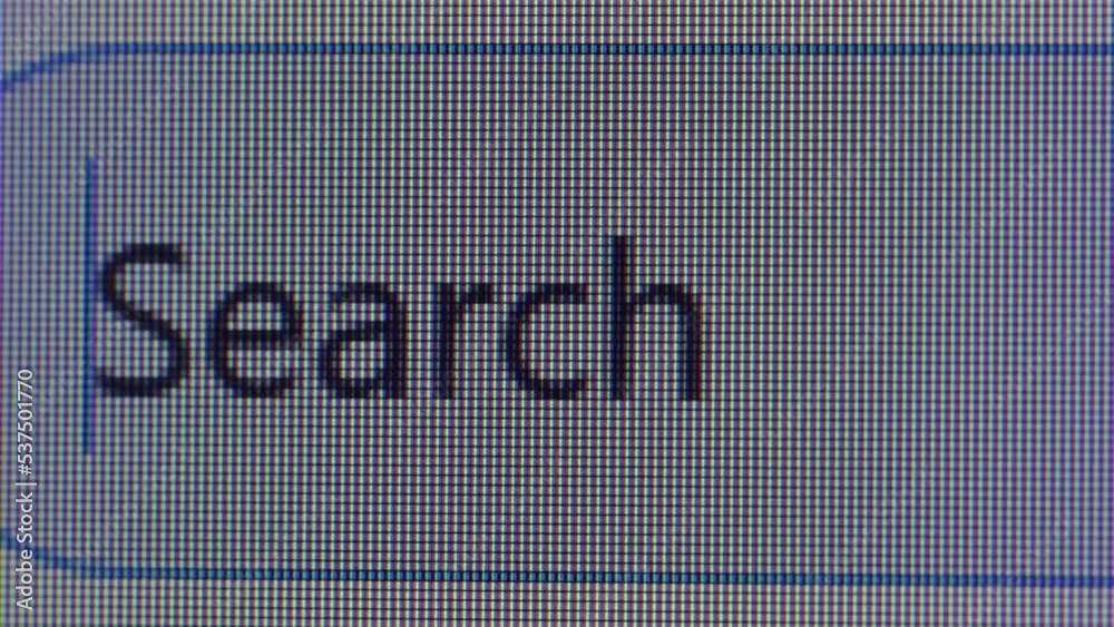 Cursor blinks in empty search bar of internet browser on computer, macro. Waiting for a text query in form. pixels of monitor screen display. Frame box field Cursor blinks in empty search bar of internet browser on computer, macro. Waiting for a text query in form. pixels of monitor screen display. Frame box field