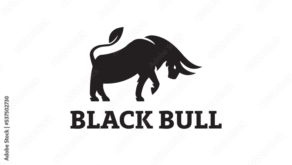 Minimalist Black Bull Modern Creative Monogram Logo Design template
