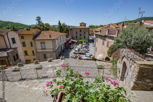 Walking narrow stone streets of old small mountain town. Ambra, Bucine, Arezzo, Tuscany, Italy photo