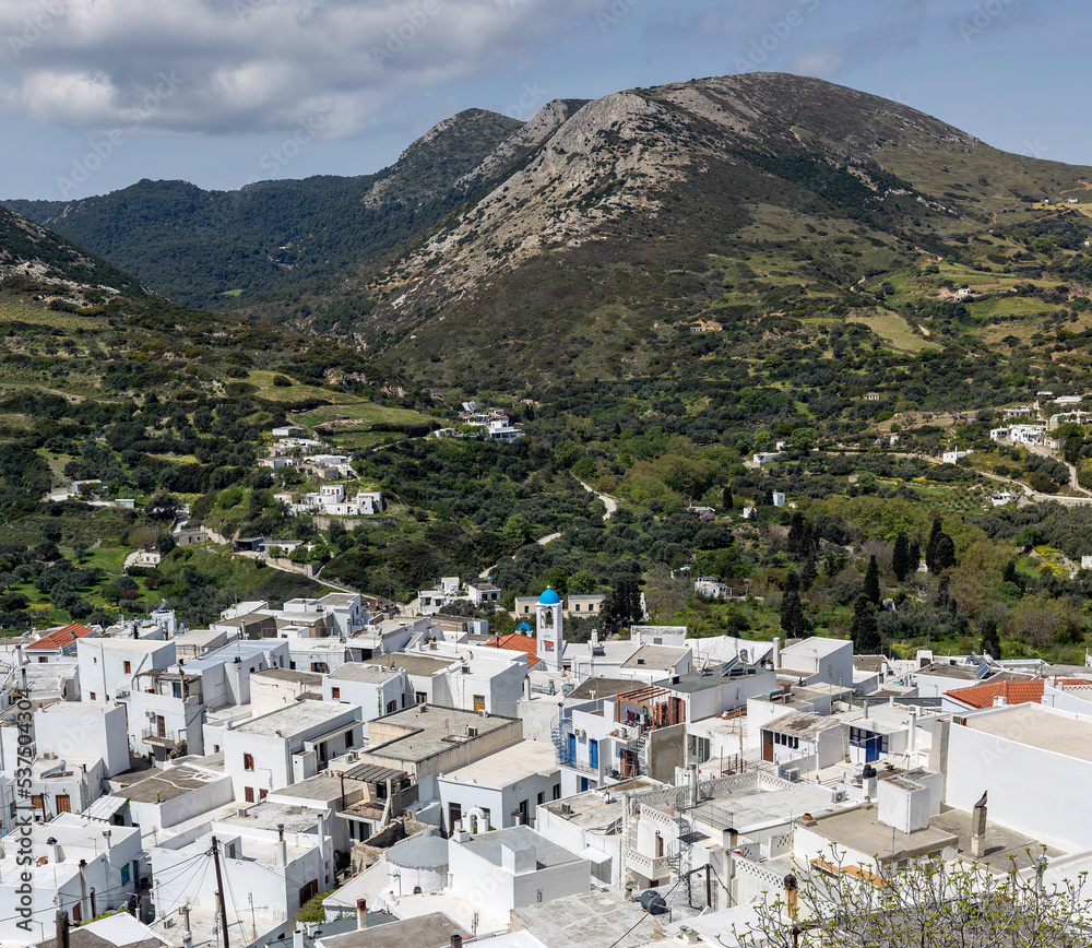 Panoramic view of the resort town of Chora (Northern Sporades, Skyros island, Greece)