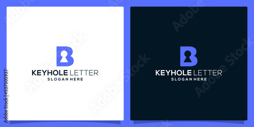 Initial Letter B logo with Keyhole logo. Protection logo graphic design vector illustration. Symbol, icon, creative