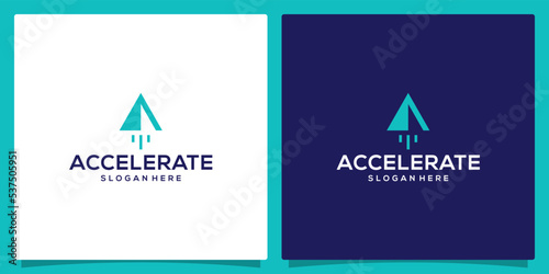 Design logo Accelerate. boost logo. launch symbol graphic design vector illustration.