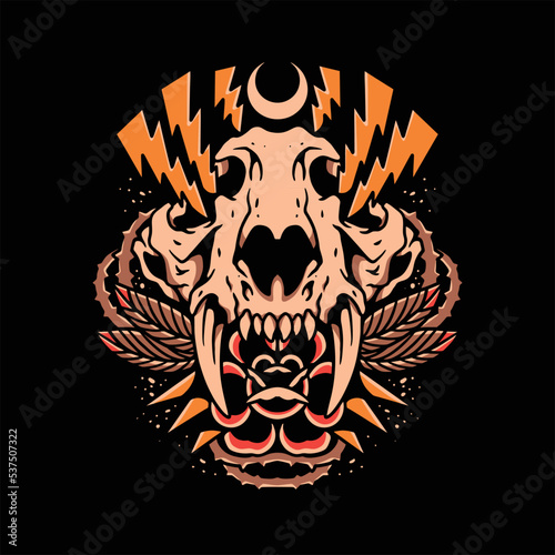 tiger rose tattoo vector design