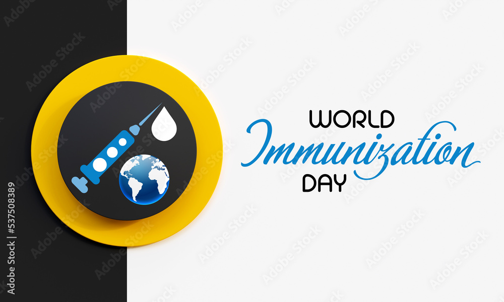 World Immunization day is observed every year on November 10, it is the process by which an individual's immune system becomes fortified against an agent. 3D Rendering World Immunization day is observed every year on November 10, it is the process by which an individual's immune system becomes fortified against an agent. 3D Rendering