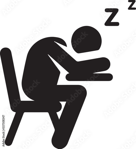 sleeping on chair icon. Sleep disorder with insomnia, sleepwalk and sleepless night vector icon. panic attack, headache, fatigue, insomnia, despair, phobia,