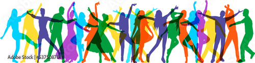 crowd of people dancing silhouette isolated vector