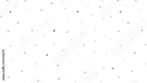 Seamless pattern, horizontal background with hearts, stars in gentle tones for children's fabrics, wallpapers, posters. Vector
