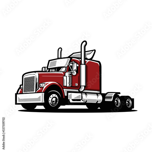 Semi truck 18 wheeler side view vector isolated