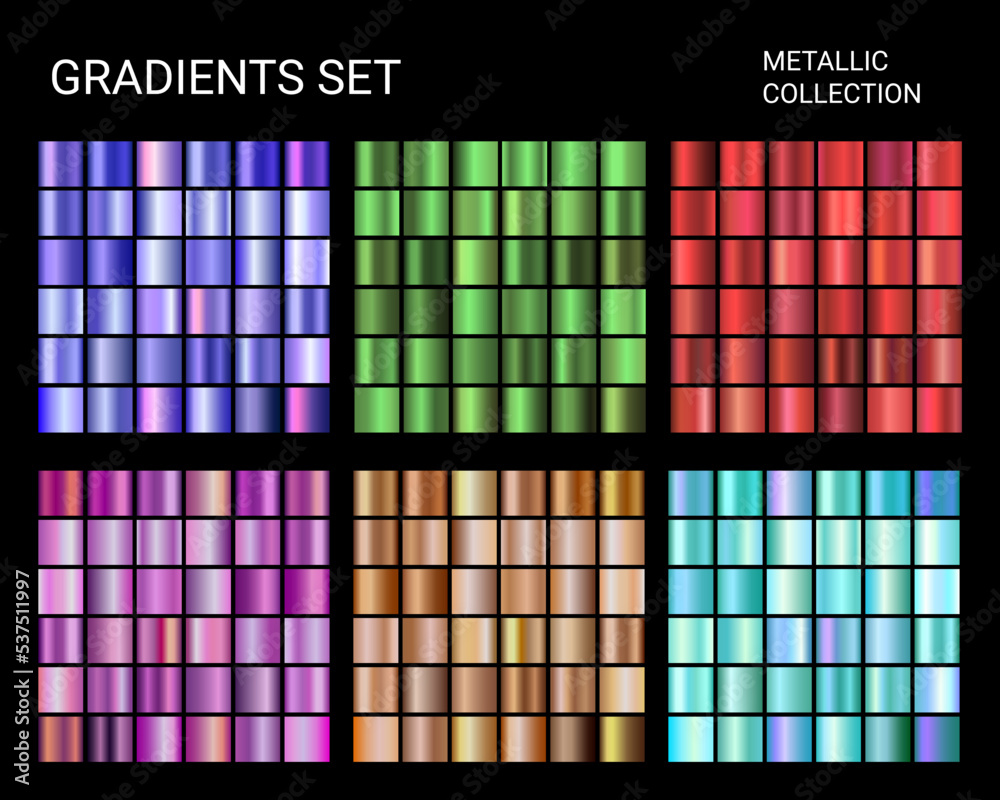 Vector Gradients Mega Set Big collection of chrome metallic gradients ...