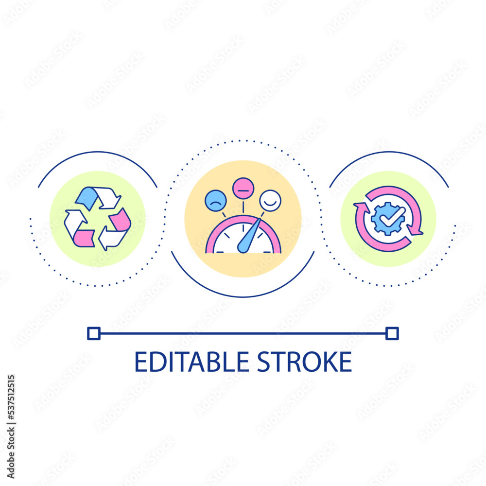 Open to changes loop concept icon. Agility and innovations strategy. Business development abstract idea thin line illustration. Isolated outline drawing. Editable stroke. Arial font used