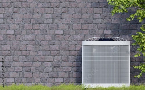 large outdoor air conditioning unit in the backyard 3d
