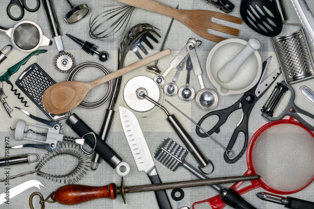 Kitchen Utensils small hand held tools used for food preparation