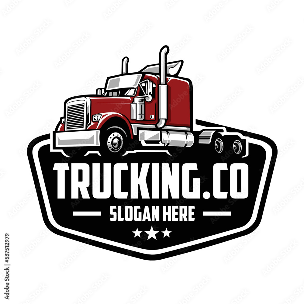 Trucking company logo emblem badge vector isolated Stock Vector | Adobe ...