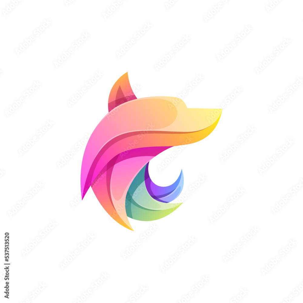 Fototapeta premium Vector logo illustration wolf head gradient colorful style